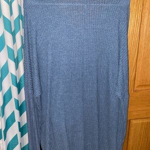 Blue tunic sweater with tie in the front